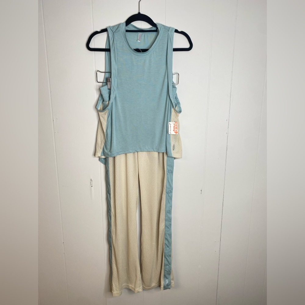 Free People Light Blue Mesh Paneled Tank Top - Picture 7 of 11